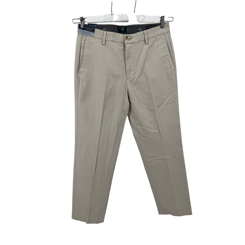 Dockers Signature Khaki Pants Mens 32x30 Tan Straight Fit Iron Free Stretch 8600